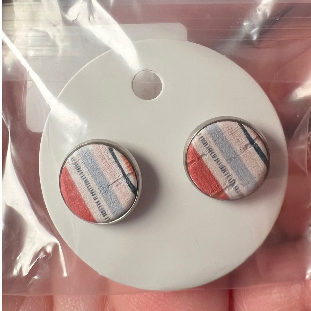 Glamper's Stud Earrings Womens Multicolor New Cork Leather Stainless Steel‎